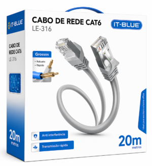 Cabo de Rede Cat6 20m Cinza IT-BLUE LE-316
