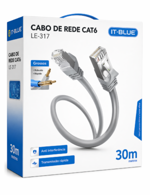 Cabo de Rede Cat6 30m Cinza IT-BLUE